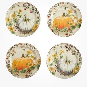 Pottery Barn Botanical Harvest Pumpkin stoneware salad plate. NEW